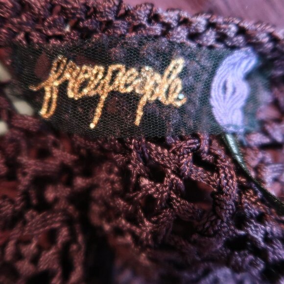 Free People Deep Purple Crochet Top Tunic/Dress M - Picture 4 of 12